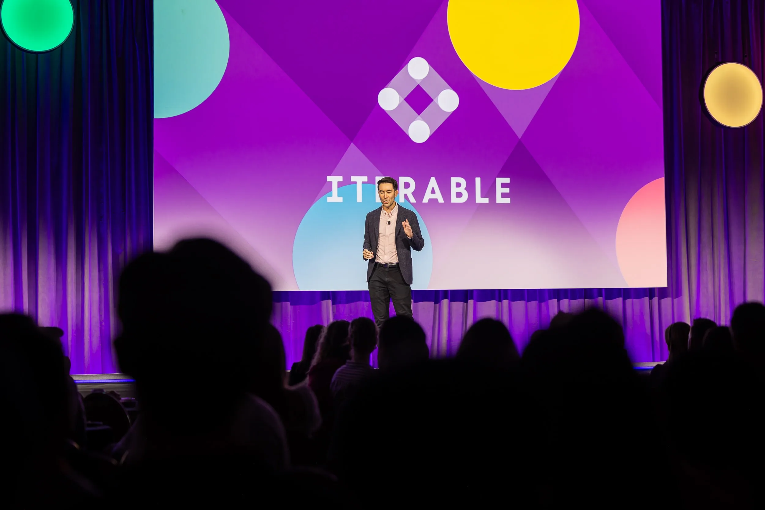 Andrew Boni speaking on stage at Iterable Activate 2024